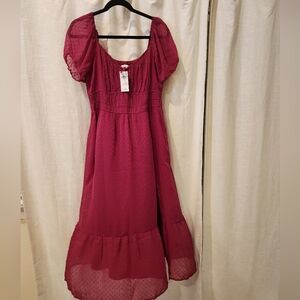 Hollister Dress in Grenadine. Size XL Long. Maroon